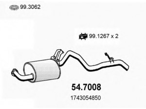 ASSO 54.7008 galinis duslintuvas 
 Išmetimo sistema -> Duslintuvas
1743054850, 17430YZZ1D