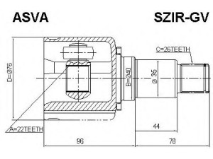 ASVA SZIR-GV jungčių komplektas, kardaninis velenas 
 Ratų pavara -> Sujungimai/komplektas
44114-65J00, 44114-65J01