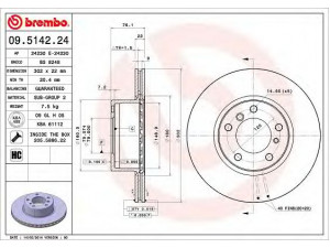 BREMBO 09.5142.24 stabdžių diskas 
 Dviratė transporto priemonės -> Stabdžių sistema -> Stabdžių diskai / priedai
34111158040, 34111159897, 34111160849