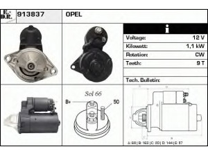 EDR 913837 starteris 
 Elektros įranga -> Starterio sistema -> Starteris
1202137, 1202173, 1203137, 90341777