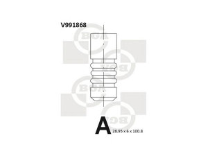 BGA V991868 išleidimo vožtuvas 
 Variklis -> Variklio uždegimo laiko reguliavimo kontrolė -> Vožtuvų eilė -> Vožtuvai/dalys
13202-00QAP, 13202-BN700, 7701473183