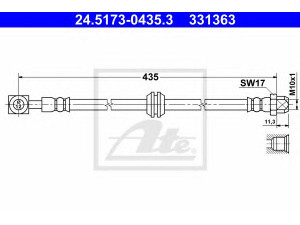 ATE 24.5173-0435.3 stabdžių žarnelė 
 Stabdžių sistema -> Stabdžių žarnelės
34 30 6 755 398, 34 30 6 760 221