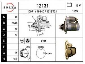 EAI 12131 starteris 
 Elektros įranga -> Starterio sistema -> Starteris
23300CK800, 23300EN200, 23300EN20A