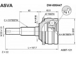 ASVA DW-005A47 jungčių komplektas, kardaninis velenas 
 Ratų pavara -> Sujungimai/komplektas
511315, 962 578 01