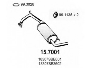ASSO 15.7001 galinis duslintuvas 
 Išmetimo sistema -> Duslintuvas
18307SB2306, 18307SB2601, 18307SB2602