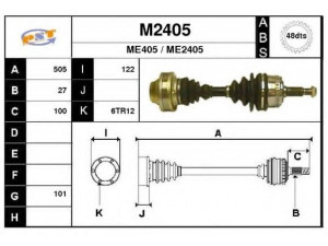 SNRA M2405 kardaninis velenas 
 Ratų pavara -> Kardaninis velenas