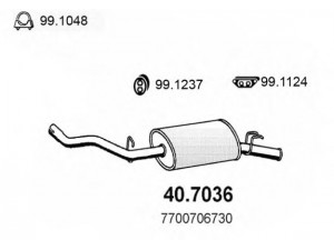 ASSO 40.7036 galinis duslintuvas 
 Išmetimo sistema -> Duslintuvas
7700706730, 7700765128, 7700774277