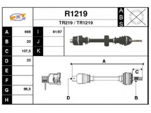 SNRA R1219 kardaninis velenas 
 Ratų pavara -> Kardaninis velenas
7701348160, 7701498797, 7701498799