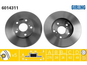 GIRLING 6014311 stabdžių diskas 
 Stabdžių sistema -> Diskinis stabdys -> Stabdžių diskas
4351206020, 4351206030, 4351206031