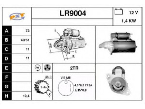 SNRA LR9004 starteris 
 Elektros įranga -> Starterio sistema -> Starteris
NAD10038, PRC5658, PRC6578, RTC5228