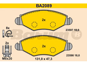BARUM BA2089 stabdžių trinkelių rinkinys, diskinis stabdys 
 Techninės priežiūros dalys -> Papildomas remontas
4251 66, 4251 91, 4252 04, 4252 12