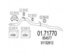 MTS 01.71770 išleidimo kolektorius 
 Išmetimo sistema -> Išmetimo vamzdžiai
854577, 854692, 854695, 91147335