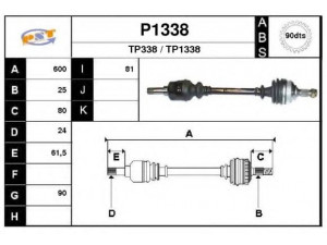 SNRA P1338 kardaninis velenas 
 Ratų pavara -> Kardaninis velenas
327246, 327258, 327269, 3272E0