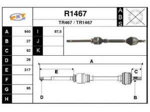 SNRA R1467 kardaninis velenas 
 Ratų pavara -> Kardaninis velenas
8200387558