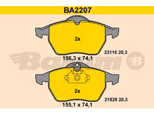 BARUM BA2207 stabdžių trinkelių rinkinys, diskinis stabdys 
 Techninės priežiūros dalys -> Papildomas remontas
16 05 036, 16 05 654, 16 05 912
