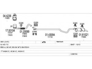 MTS C260744015063 išmetimo sistema 
 Išmetimo sistema -> Išmetimo sistema, visa