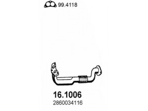 ASSO 16.1006 išleidimo kolektorius 
 Išmetimo sistema -> Išmetimo vamzdžiai
2860034115, 2860034116, 2860034145