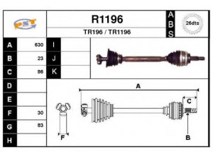 SNRA R1196 kardaninis velenas 
 Ratų pavara -> Kardaninis velenas
8200065334