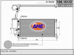 AHE 109.101/O radiatorius, variklio aušinimas 
 Aušinimo sistema -> Radiatorius/alyvos aušintuvas -> Radiatorius/dalys
46539983