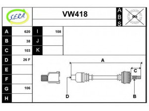 SERA VW418 kardaninis velenas 
 Ratų pavara -> Kardaninis velenas
7H0407271AA, 7H0407271AC, 7H0407271AF