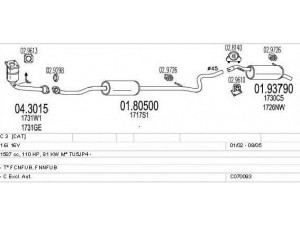 MTS C070093001018 išmetimo sistema 
 Išmetimo sistema -> Išmetimo sistema, visa