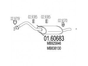 MTS 01.60683 galinis duslintuvas 
 Išmetimo sistema -> Duslintuvas
MB838130, MB925846