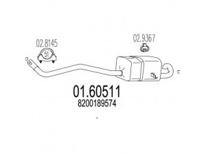 MTS 01.60511 galinis duslintuvas 
 Išmetimo sistema -> Duslintuvas
8200189574