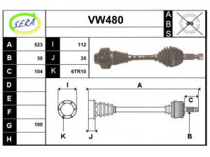 SERA VW480 kardaninis velenas 
 Ratų pavara -> Kardaninis velenas
7L0407271C, 7L0407271CX