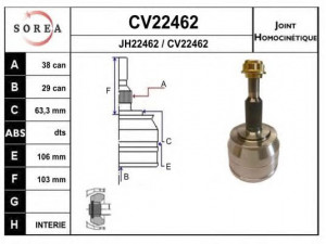 EAI CV22462K jungčių komplektas, kardaninis velenas 
 Ratų pavara -> Sujungimai/komplektas