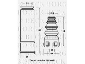 BORG & BECK BPK7006 apsauginio dangtelio komplektas, amortizatorius