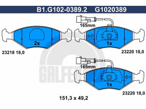 GALFER B1.G102-0389.2 stabdžių trinkelių rinkinys, diskinis stabdys 
 Techninės priežiūros dalys -> Papildomas remontas
9947996