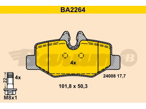 BARUM BA2264 stabdžių trinkelių rinkinys, diskinis stabdys 
 Techninės priežiūros dalys -> Papildomas remontas
000 421 62 10, 001 421 10 10, 006 420 44 20
