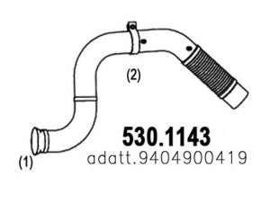 ASSO 530.1143 išleidimo kolektorius 
 Išmetimo sistema -> Išmetimo vamzdžiai
9404900419, 9404900919