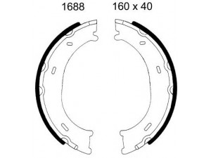 BSF 01688 stabdžių trinkelių komplektas, stovėjimo stabdis 
 Stabdžių sistema -> Rankinis stabdys
0024205820, 0034201420, 9014200120