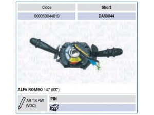 MAGNETI MARELLI 000050044010 vairo kolonėlės jungiklis 
 Vidaus įranga -> Rankinės/kojinės svirties sistema
735293303, 735365510