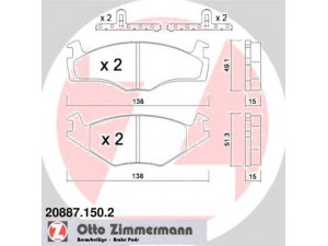 ZIMMERMANN 20887.150.2 stabdžių trinkelių rinkinys, diskinis stabdys 
 Techninės priežiūros dalys -> Papildomas remontas
171 615 115 A, 191 698 151 B, 191 698 151 G