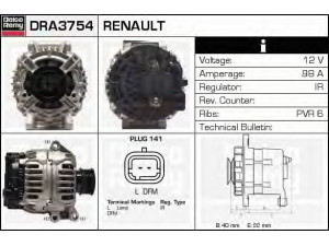 DELCO REMY DRA3754 kintamosios srovės generatorius 
 Elektros įranga -> Kint. sr. generatorius/dalys -> Kintamosios srovės generatorius
7700101274, 7700421477, 7700429217
