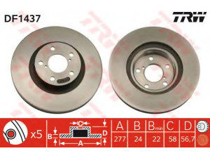 TRW DF1437 stabdžių diskas 
 Dviratė transporto priemonės -> Stabdžių sistema -> Stabdžių diskai / priedai
26300AE050, 26300AE070, 26300AE071