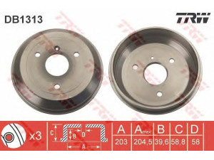 TRW DB1313 stabdžių būgnas 
 Stabdžių sistema -> Būgninis stabdys -> Stabdžių būgnas
0004329V001, 4329V001, 4514230001