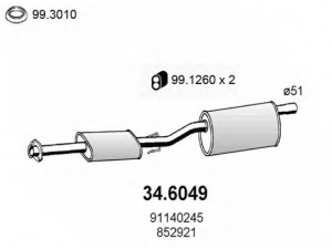 ASSO 34.6049 vidurinis duslintuvas 
 Išmetimo sistema -> Duslintuvas
852921, 91140245