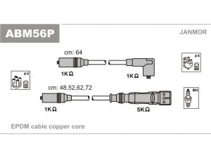 JANMOR ABM56P uždegimo laido komplektas 
 Kibirkšties / kaitinamasis uždegimas -> Uždegimo laidai/jungtys