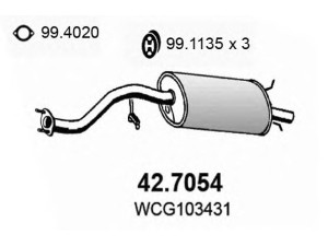 ASSO 42.7054 galinis duslintuvas 
 Išmetimo sistema -> Duslintuvas
GEX33758, WCG103430, WCG103431