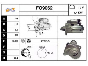 SNRA FO9062 starteris 
 Elektros įranga -> Starterio sistema -> Starteris
1140757, 1144505, 2S6U11000EA, 2S6U11000EB