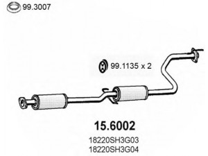 ASSO 15.6002 vidurinis duslintuvas 
 Išmetimo sistema -> Duslintuvas
18220SH3G03, 18220SH3G04