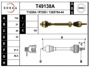 EAI T49138A kardaninis velenas 
 Ratų pavara -> Kardaninis velenas
7700105486, 7700105487, 7700869046