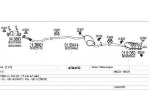 MTS C020366010203 išmetimo sistema 
 Išmetimo sistema -> Išmetimo sistema, visa