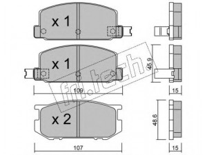 fri.tech. 514.0 stabdžių trinkelių rinkinys, diskinis stabdys 
 Techninės priežiūros dalys -> Papildomas remontas
72519-1083