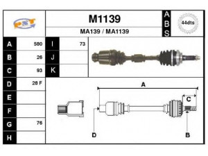 SNRA M1139 kardaninis velenas 
 Ratų pavara -> Kardaninis velenas