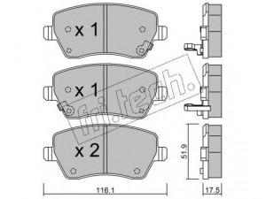 fri.tech. 501.2 stabdžių trinkelių rinkinys, diskinis stabdys 
 Techninės priežiūros dalys -> Papildomas remontas
D1060-1HA0A, D1060-1HA0B