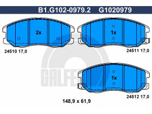 GALFER B1.G102-0979.2 stabdžių trinkelių rinkinys, diskinis stabdys 
 Techninės priežiūros dalys -> Papildomas remontas
20789468, 48 08 861, 48 17 764